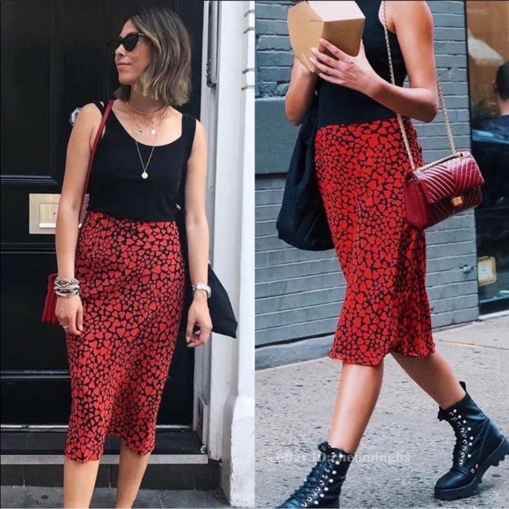 Realisation Par Silk Naomi Sid Slip Skirt Red Hearts